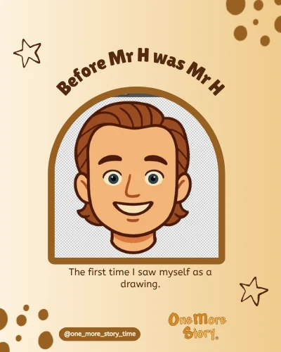 Mr H’s original character portrait on a cream carousel cover