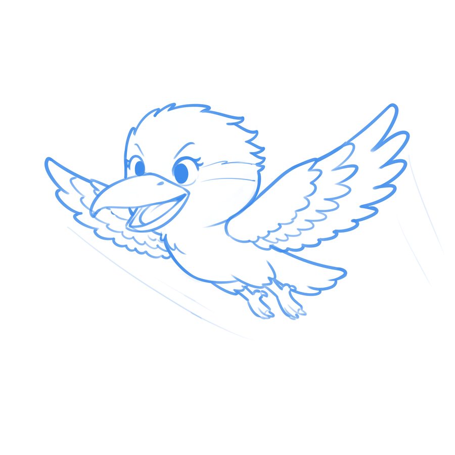 Kakky the kookaburra, first pencil sketch